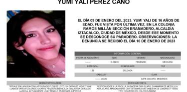 Yumi Yali Pérez Cano es buscada por sus familiares tras desparecer en calles de Iztacalco