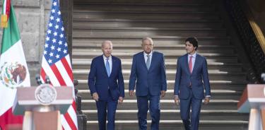 Presidente de EU, Joe Biden, presidente de México, Andres Manuel López Obrador y el primer ministro de Canadá, Justin Trudeau