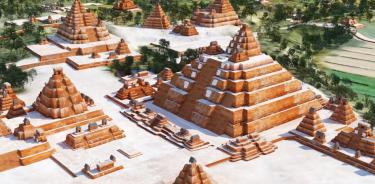 Imagen en 3D (tercera dimensión) realizada con un radar LiDAR, cedida por la Fundación FARES, del terreno de El Mirador, un asentamiento arqueológico de la civilización maya, en Guatemala.