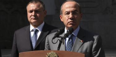 El presidente Felipe Calderón y su entonces jefe de Seguridad Pública, Genaro García Luna