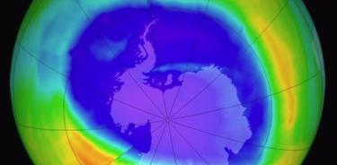 Agujero en la capa de ozono sobre la Antártida en el invierno austral de 2014.