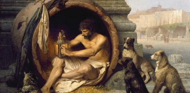 “Diógenes”, el filósofo que buscaba hombres honestos con su farol, pintura de Jean-León Gerome.