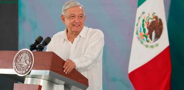 López Obrador durante su conferencia matutina, esta vez desde Tabasco