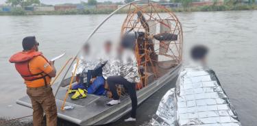 Rescate de migrantes en Río Bravo