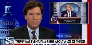 Tucker Carlson en su programa de Fox News donde defendiói hasta el final que hubo fraude contra Trump en las elecciones de 2020