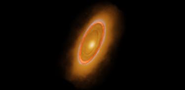 Imagen combinada de la estrella Fomalhaut usando una imagen tomada por el telescopio James WEBB, otra de 2020 del telescopio Hubble y una tercera del telescopio ALMA de 2017.