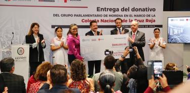 Entrega de donativo a la Cruz Roja Mexicana por parte del Grupo Parlamentario Morena en la Cámara de Diputados