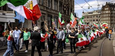 Imagen de una protesta en Países Bajos en solidaridad con los manifestantes en Irán.