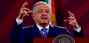 Andrés Manuel López Obrador, durante conferencia de prensa matutina de este jueves en Palacio Nacional.