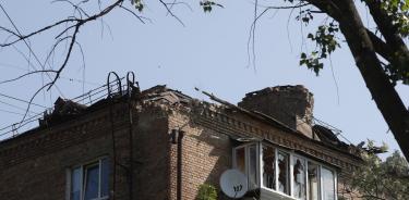 Impacto de un dron en un edificio de viviendas en Kiev