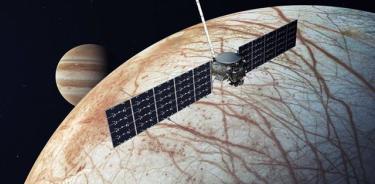 Representación artística de la misión Europa Clipper, cuyo lanzamiento a Europa, la luna de Júpiter, está previsto para 2024.