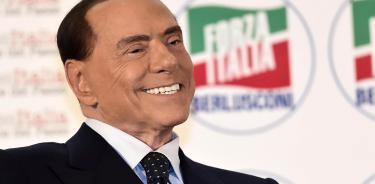 Foto de Berlusconi durante una convención de Forza Italia en 2017