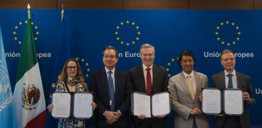 Representantes de ACNUR, la OIM/ONU Migración y la Unión Europea (UE) firmaron un convenio de colaboración, para apoyar a personas en movilidad en México
