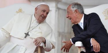 El Papa Francisco durante un encuentro con el presidente de Portugal, Marcelo Rebelo de Sousa
