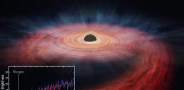 Un agujero negro gigante destruye una estrella masiva.
