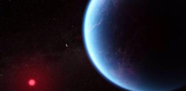 El concepto de este artista muestra cómo podría verse el exoplaneta K2-18 b según datos científicos.