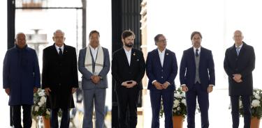 Boric junto a los mandatario del Portugal, México, Bolivia, Colombia, Uruguay y el presidente del Consejo de Ministros de Alemania