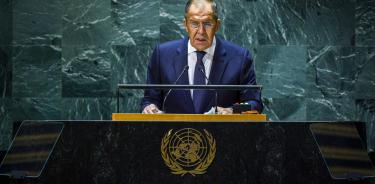 El ministro de Asuntos Exteriores de Rusia Sergei Lavrov en la ONU