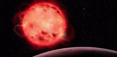 Esta representación artística de la estrella enana roja TRAPPIST-1 muestra su naturaleza muy activa.