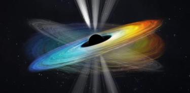 Recreación del giro del agujero negro de la radiogalaxia M87.