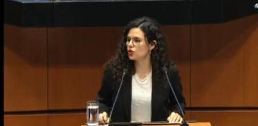 Luisa Maria Alcalde  durante su comparecencia en el Senado