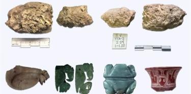 Coprolitos y artefactos recuperados de los sitios arqueológicos Huecoide y Saladoide.