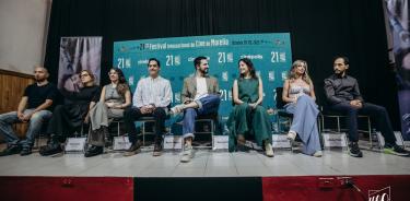 Diego del Río junto a su elenco y los productores en la presentación del filme en la 21 edición del FICM