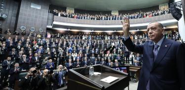 El presidente turco, Recep Tayyip Erdogan, arremetio´contra Israel desde el parlamento de Ankara