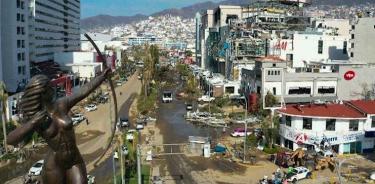 Los daños en la zona diamante y hotelera de Acapulco continúan visibles tras el paso del huracán 