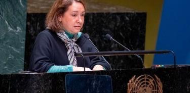 La embajadora de México ante la ONU, Alicia Buenrostro Massieu, durante su discurso ante la Asamblea General, este miércoles