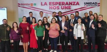 Morenistas al conocer resultados en Puebla. Brilla por su ausencia Ignacio Mier, coordinador de los diputados quien quedó en segundo lugar