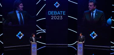 El ultraderechista Javier Milei y el peronista Sergio Massa en el debate de este domingo, a una semana de las elecciones argentinas