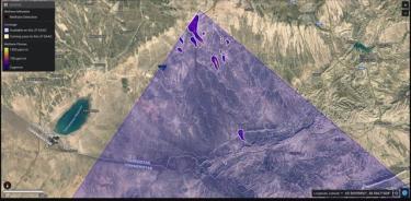 EMIT identificó un grupo de 12 columnas de metano dentro de un área de 400 kilómetros cuadrados (150 millas cuadradas) del sur de Uzbekistán el 1 de septiembre de 2022.