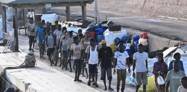 Migrantes a su llegada a la isla italiana de Lampedusa