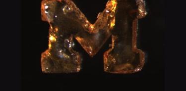 El gel magnético se puede tallar y moldear en una variedad de formas, incluido el bloque M símbolo de la Universidad de Michigan.