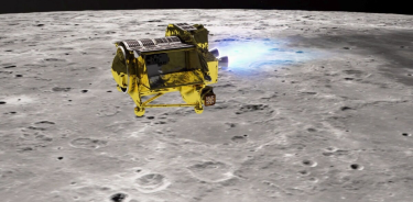 Recreación de la sonda SLIM y Luna.
