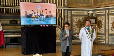 La secretaria de Turismo de la entidad, Michelle Fridman, y el chef Wilson Alonzo.