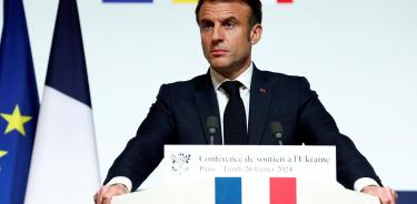 El presidente francés, Emmanuel Macron, durante la conferencia sobre Ucrania, celebrada el lunes en París