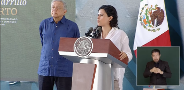 Luis María Alcalde durante la conferencia de prensa matutina en Palenque, Chiapas.