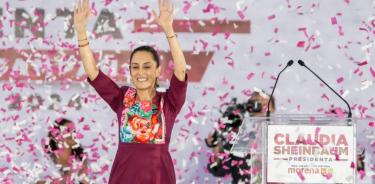 Claudia Sheinbaum, candidata presidencial de Morena, durante su inicio de campaña en el Zócalo capitalino