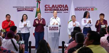 Claudia Sheinbaum Pardo, en conferencia de prensa, en Gómez Palacio, en el marco de su recorrido proselitista que realiza por el país