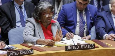 La embajadora de EU en la ONU, Linda Thomas-Greenfield, no levantó esta vez la mano para acudir en socorro de sus aliados israelíes