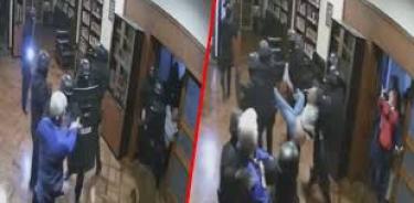 Captura de la cámara de video en el interior de la embajada de México en Quito en el momento en que el exvicepresidente ecuatoriano es sacado de forma violenta