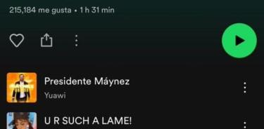 'Máynez Presidente ' reapareció en Spotify, luego de poco más de dos horas de estar en medio de 