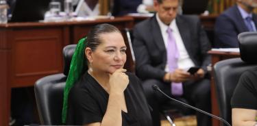 Guadalupe Taddei, consejera presidenta del INE, durante la larga sesión de este jueves.