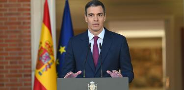 El presidente del Gobierno español, Pedro Sánchez, este lunes en el palacio de La Moncloa