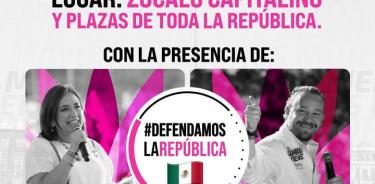 En redes sociales circula la imagen delos candidatos del PAN, Xóchitl Gálvez y Santiago Taboada para participar en la marcha del 19 de maya.