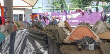 Conferencia de prensa de vecinos sobre los albergues y campamentos migrantes en las calles de la colonia Juárez