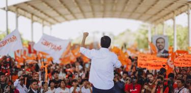 El candidato presidencial de MC, Jorge Álvarez Máynez, en Colima, Aseguró que en su gobierno se sembrará la paz social,