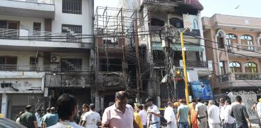 Hospital quemado por las llamas en Nueva Delhi